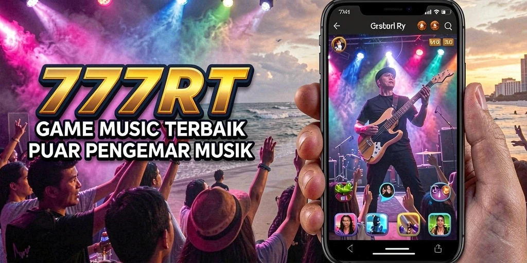 Tampilan screenshot 777RT menunjukkan gameplay musik yang seru.