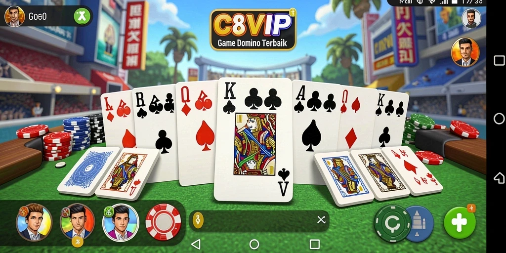 Tampilan permainan Domino yang seru dan menghibur di C8VIP.