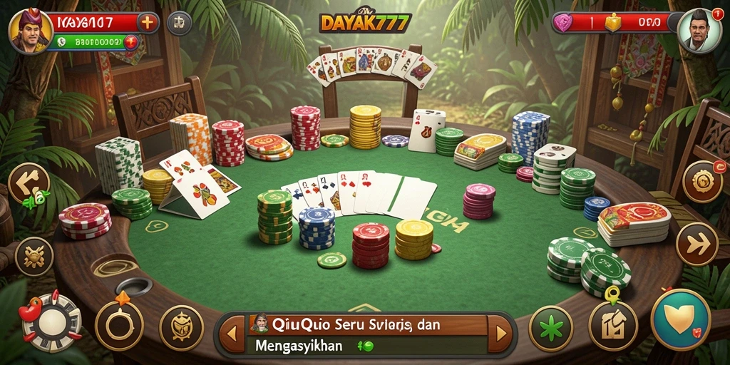 Screenshot menunjukkan momen menegangkan saat bermain QiuQiu.