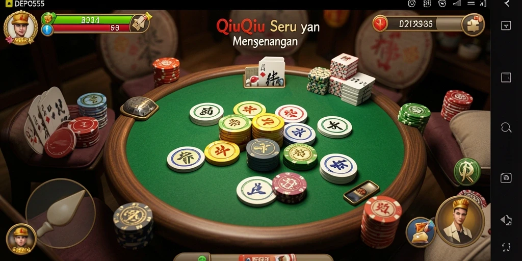 Tangkapan layar DEPO555 menunjukkan gameplay QiuQiu yang memikat.