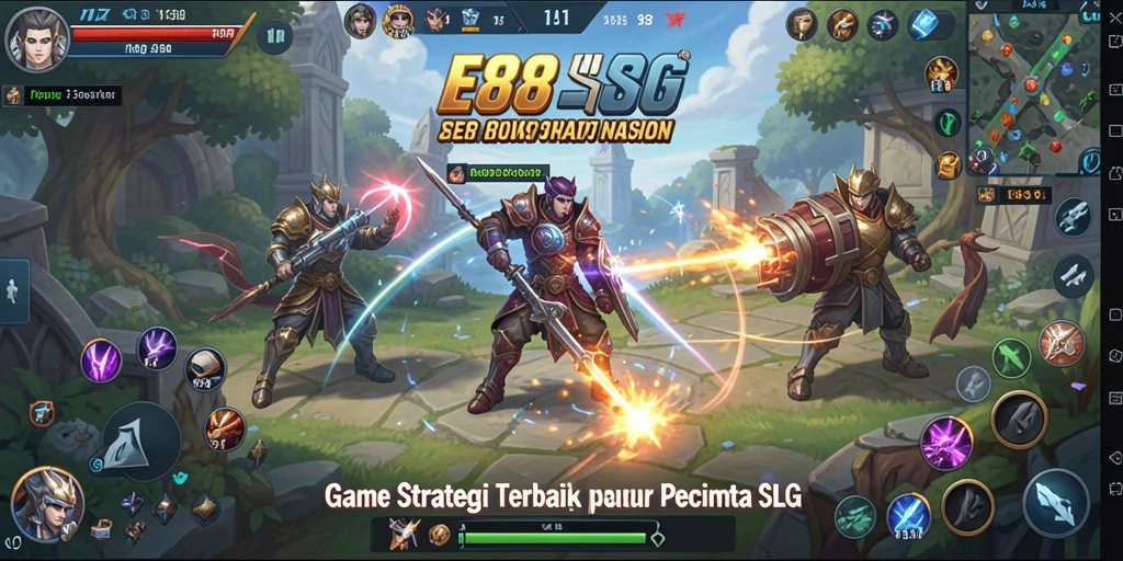Screenshot gameplay E88 menunjukkan aksi strategi SLG yang seru.