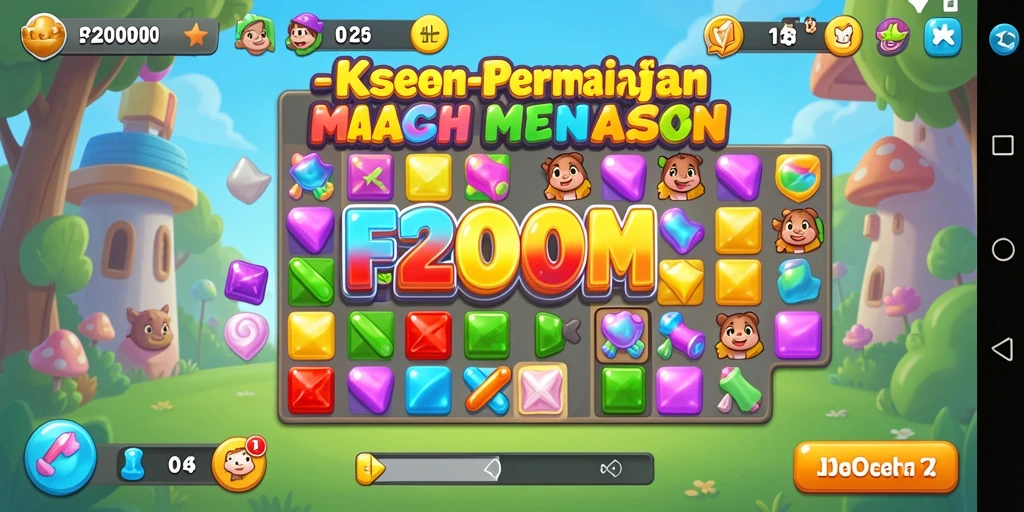 Tampilan gameplay seru di F200M yang penuh warna dan tantangan.
