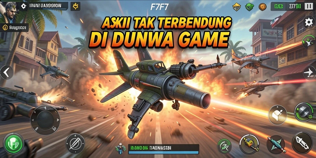 Screenshot gameplay F7F7 menampilkan pertempuran epik yang menegangkan.