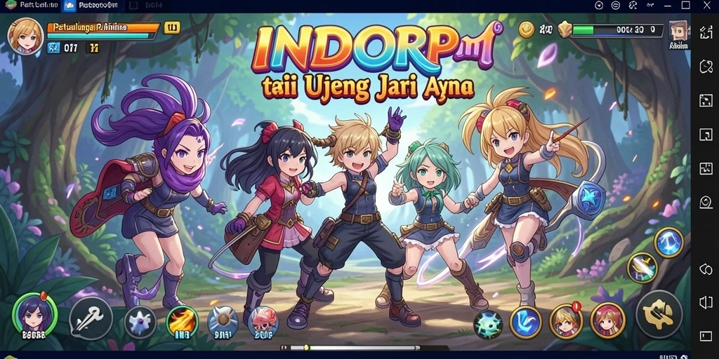 Tangkapan layar gameplay INDORP yang penuh warna dan karakter menarik.