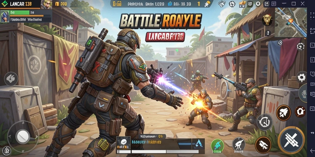 Tampilan gameplay menegangkan dalam LANCAR138 dengan aksi pertempuran intens.
