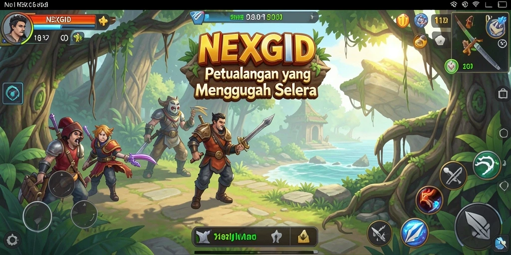 Tangkapan layar gameplay NEXGID menampilkan petualangan seru di dunia yang luas.