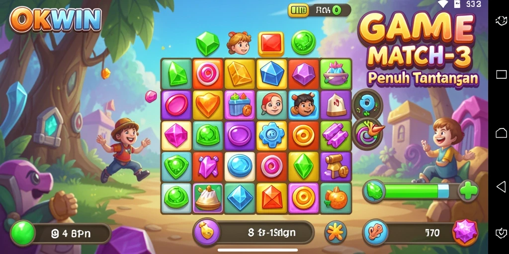 Tangkapan layar menampilkan gameplay seru dari game Match-3.