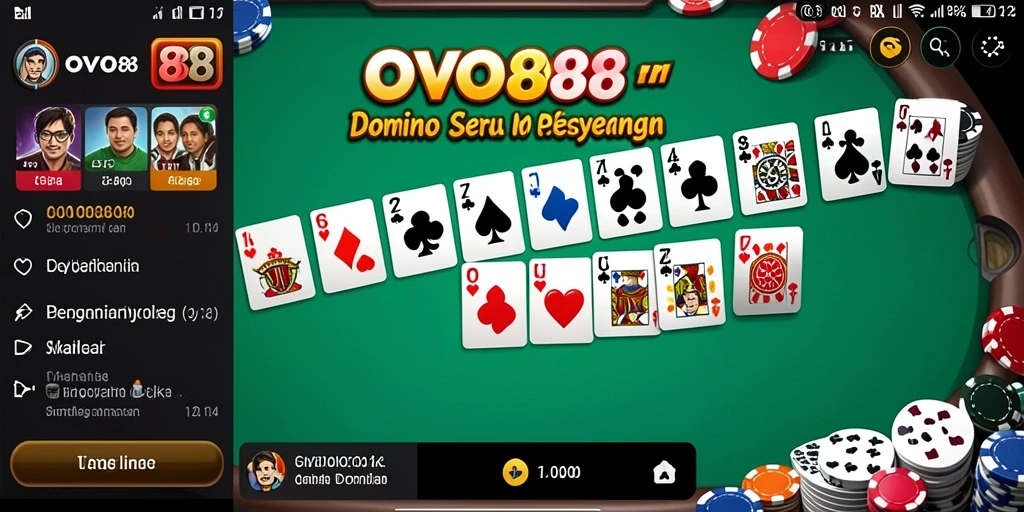 Screenshot gameplay seru dari OVO88 yang menampilkan suasana permainan Domino.