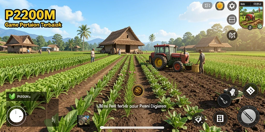 Tampilan seru gameplay P200M menunjukkan aktivitas bertani yang menarik.