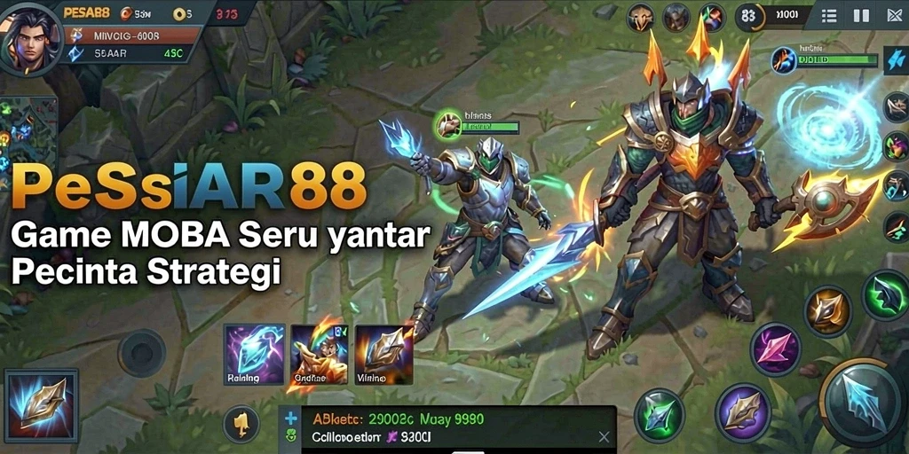 Tangkapan layar utama PESIAR88 menampilkan pertempuran seru di arena MOBA.