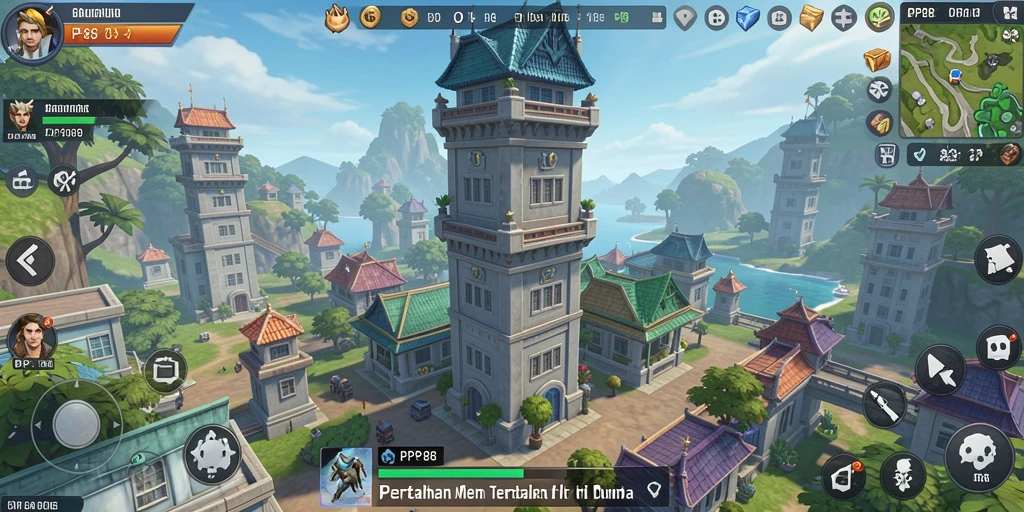 Tangkapan layar gameplay PP88 menampilkan pertahanan menara yang strategis melawan serangan musuh.