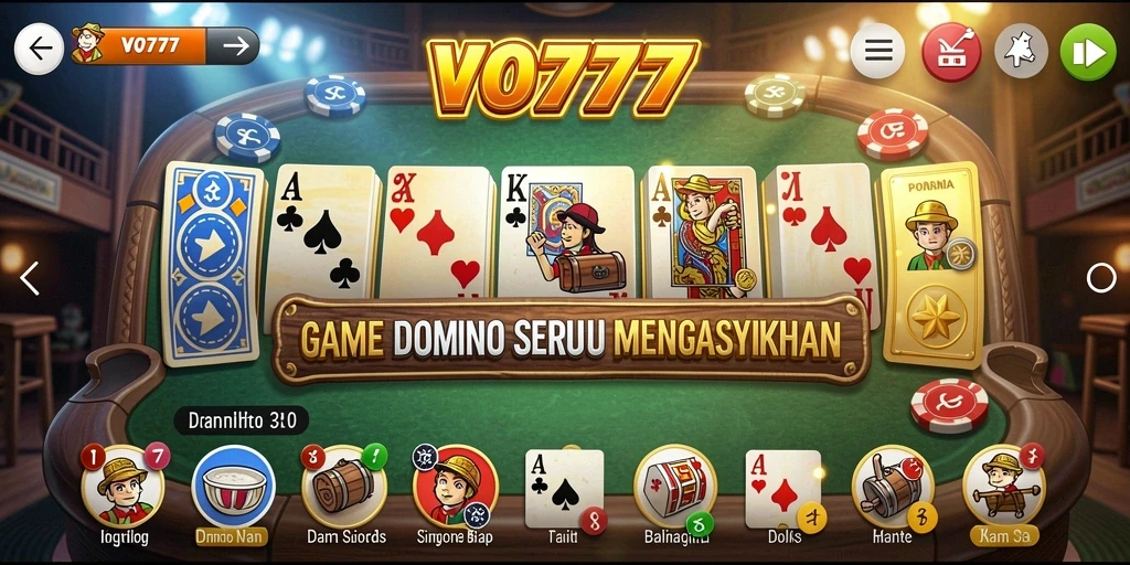 Screenshot utama VO777 menunjukkan gameplay menarik dari game Domino.