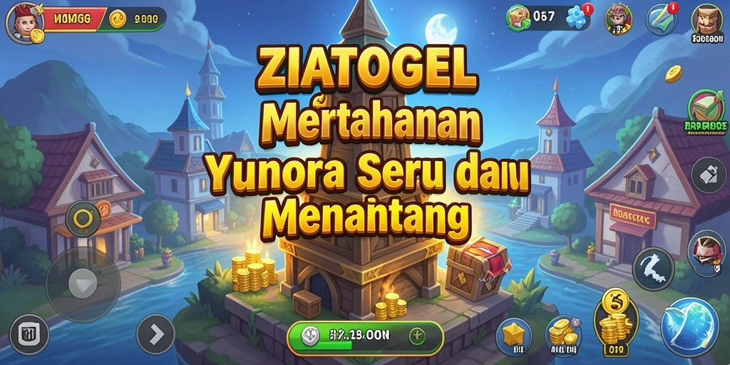 Tampilan gameplay ZIATOGEL dengan menara yang siap mempertahankan serangan.