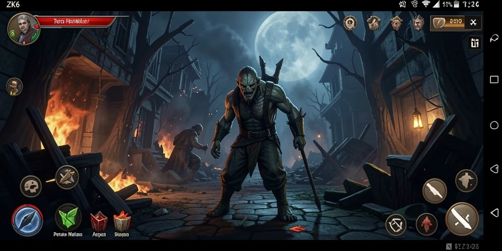 Tampilan gameplay menegangkan dalam ZK6 dengan makhluk menyeramkan.