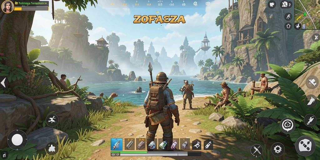 Tampilan gameplay ZOFAZA yang menakjubkan dan dinamis di dunia terbuka.